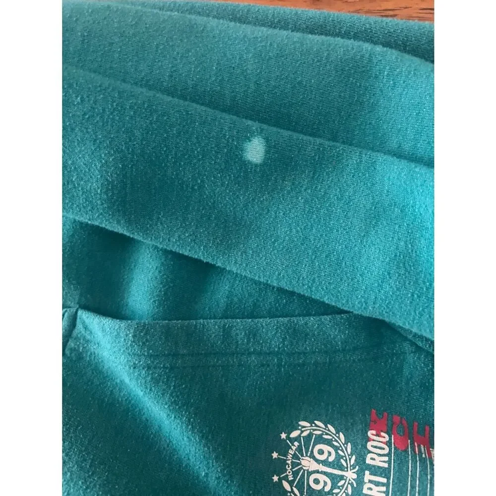 Rocawear Men's Teal V-Neck Hoodie Sweater with Contrast Lining